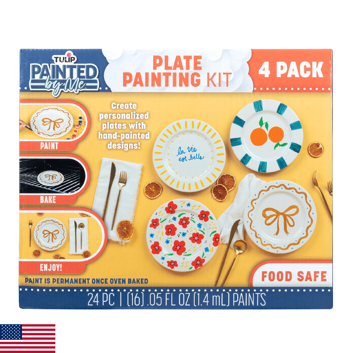 Tulip Food Safe Painted by Me Ceramic Plate Painting Set, Includes 16 Paints, 4 - Image 1