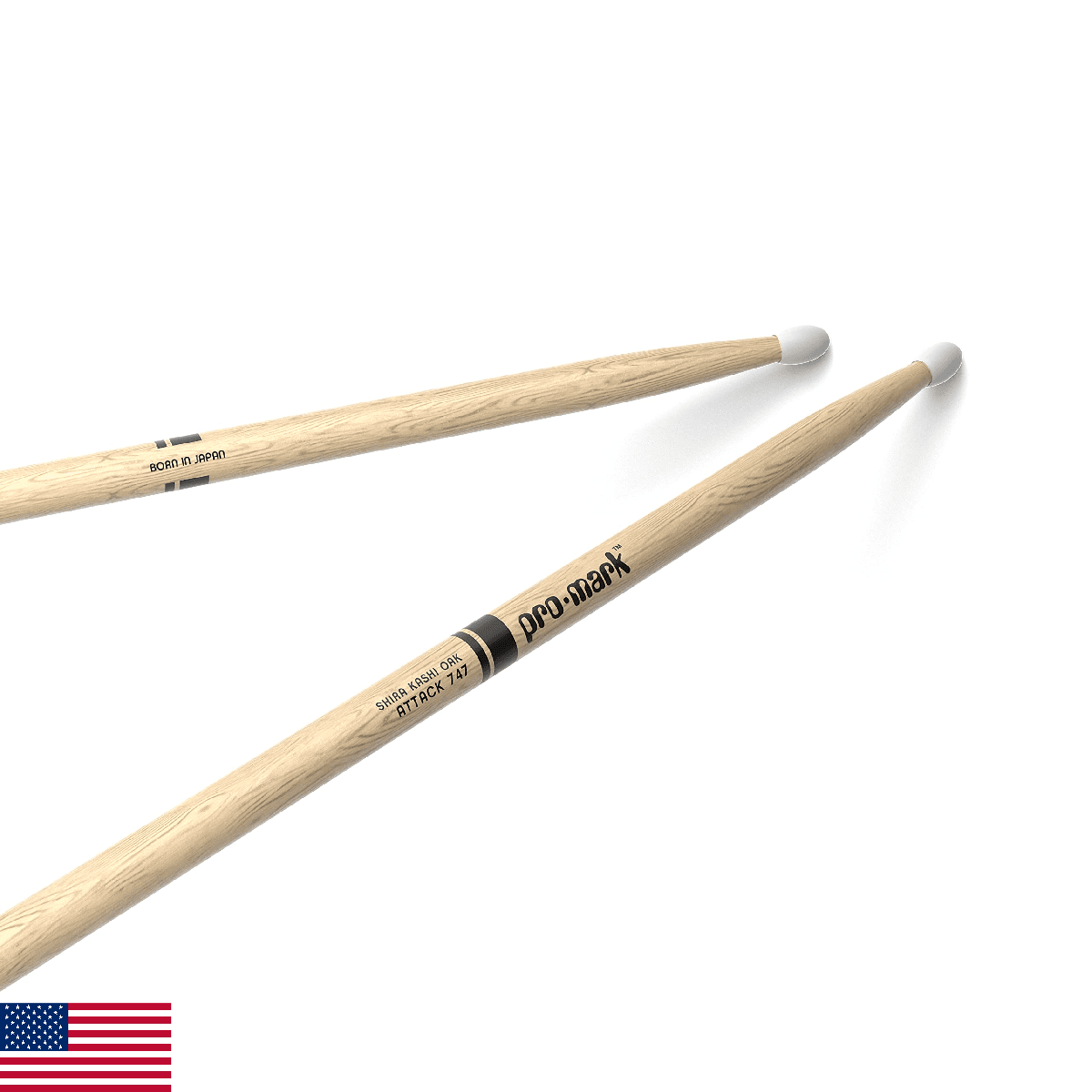 ProMark Drum Sticks - Classic Attack 747 Shira Kashi Oak Drumsticks, Oval Nylon - Image 1