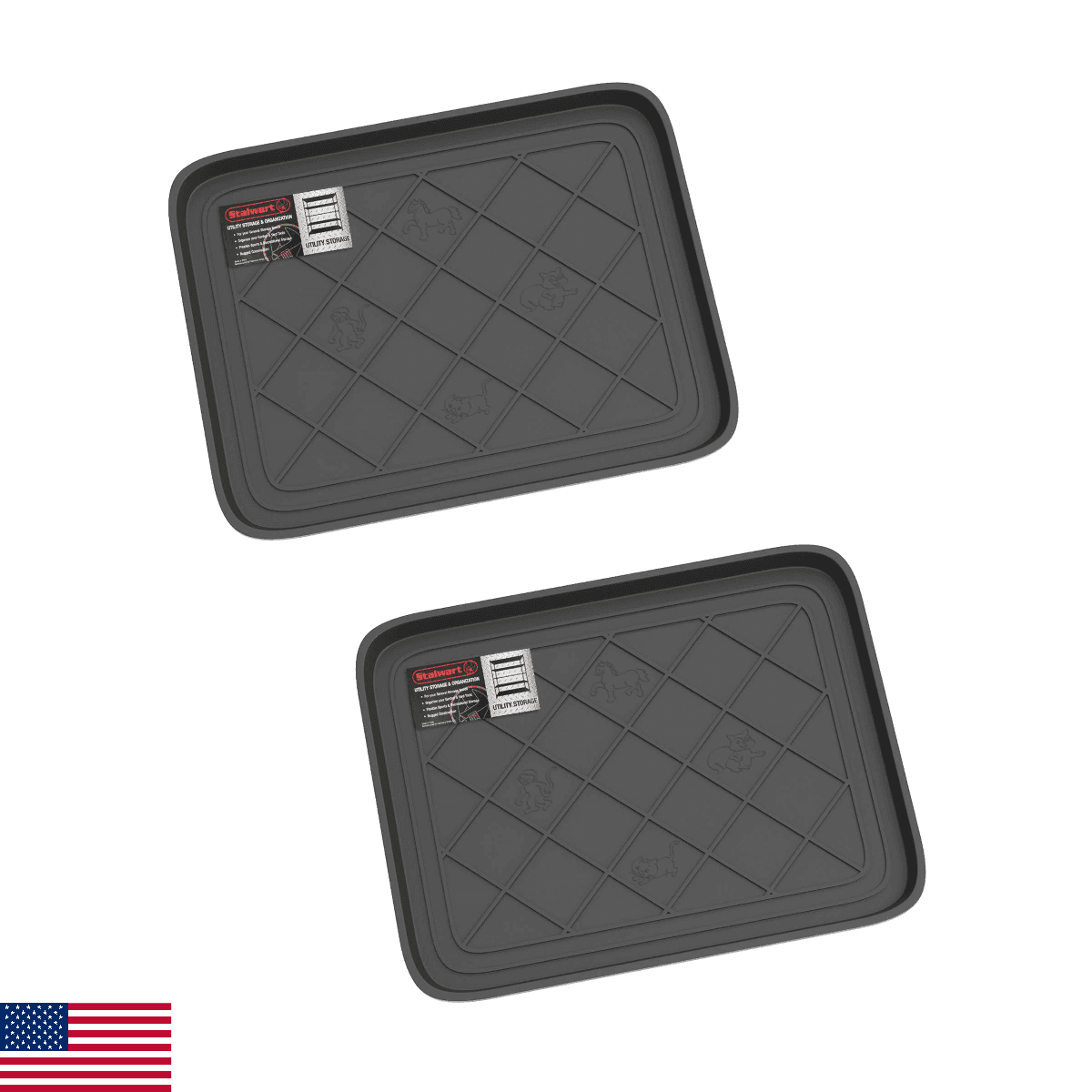 Stalwart Small Water Resistant Boot Tray Set of 2 Dark Grey All-Weather Shoe Mat - Image 1