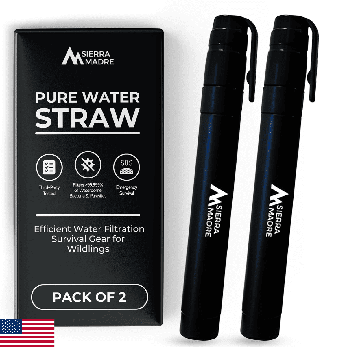 Sierra Madre Pure Water Straw 264G Water Filter Camping Hiking Travel Pack 2 - Image 1