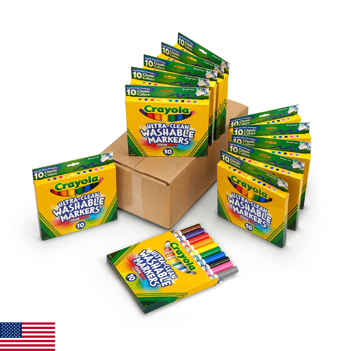 Crayola Ultra Clean Washable Broad Line Markers (12 Boxes), Bulk Classroom Marke - Image 1