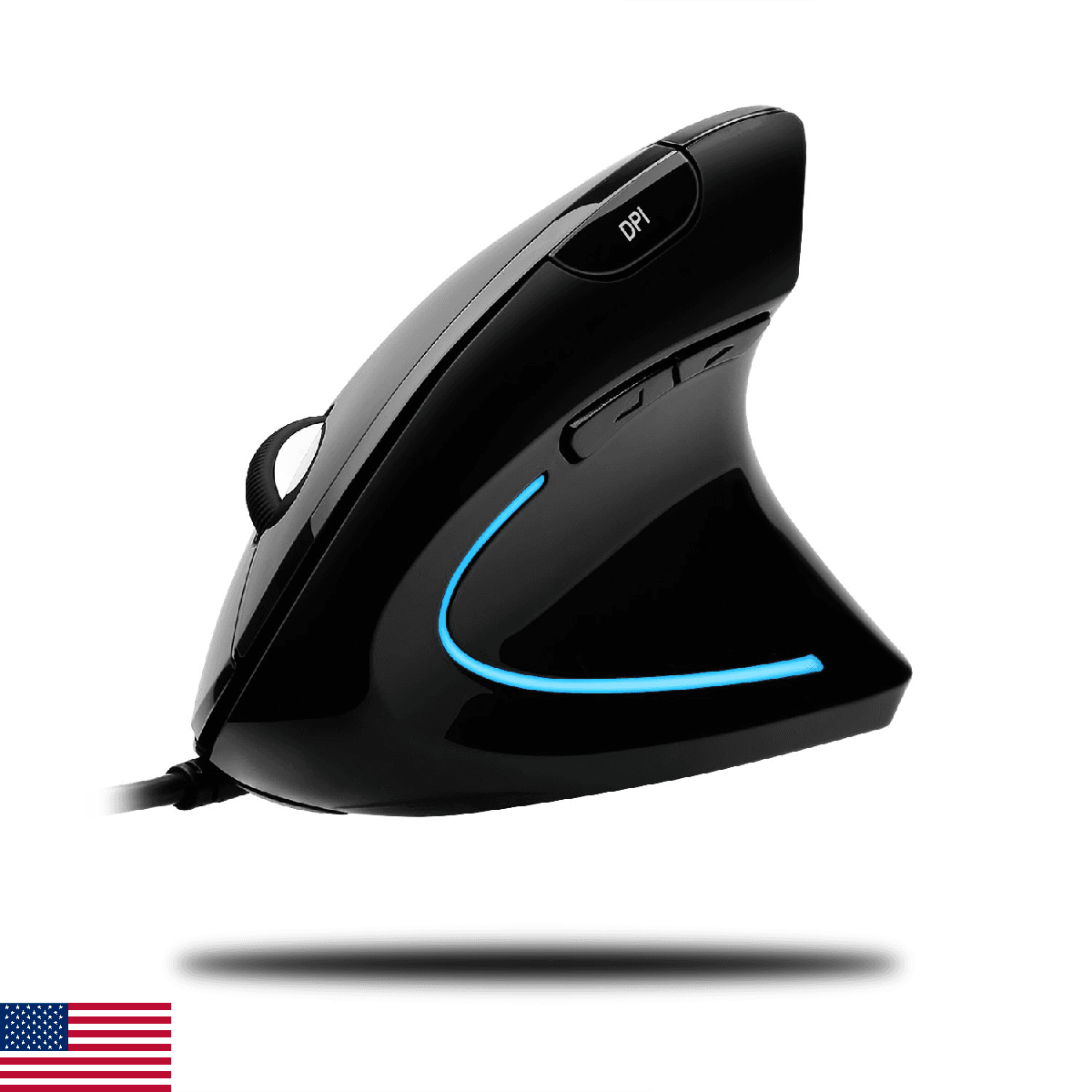 Adesso Wired Vertical Ergonomic Illuminated Optical 6-Button USB Mouse - Right H - Image 1