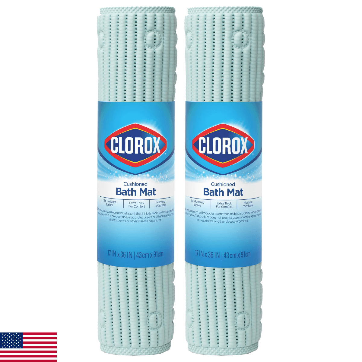 Duck Brand Clorox Bath Mat for Tubs, Non Slip Bathtub Mat with Suction Cups, 17 - Image 1