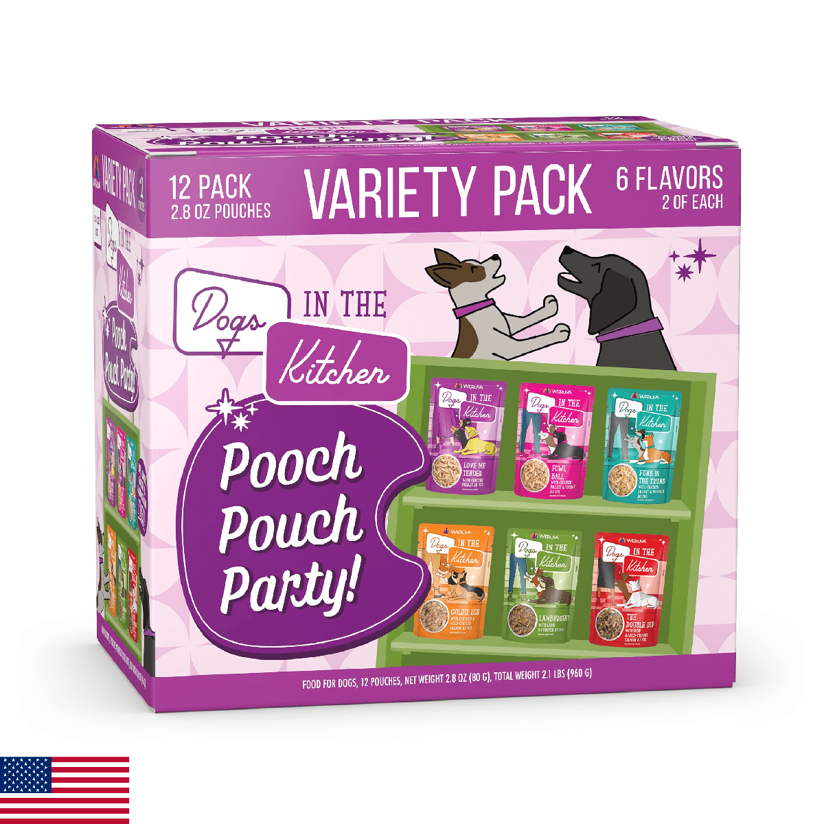 Weruva Dogs in The Kitchen, Variety Pack, Pooch Pouch Party!, Wet Dog Food, 2.8O - Image 1
