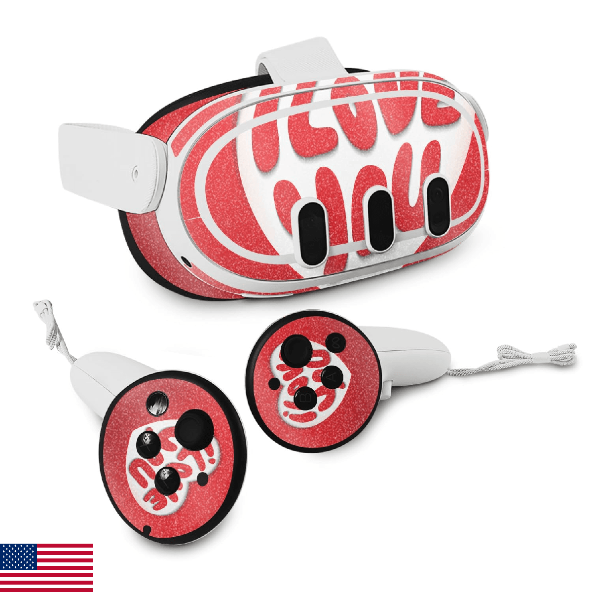 Glossy Glitter VR Skin Compatible with Meta Quest 3 - I Love You - Premium 3M Vi - Image 1