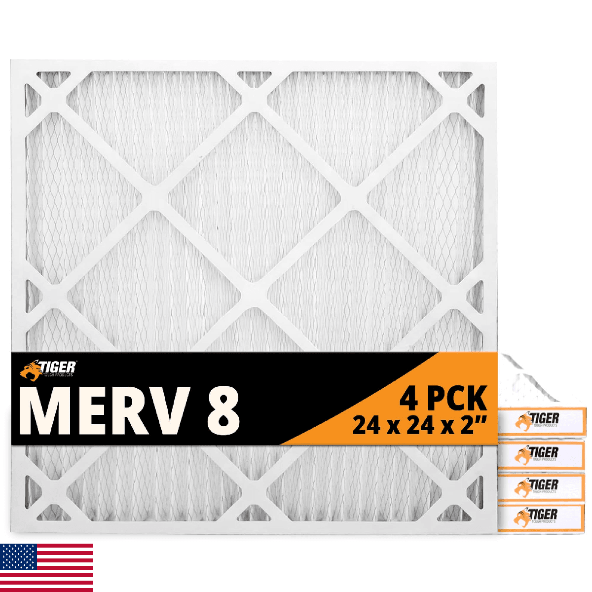 Tiger Tough 24x24x2 Air Filter MERV 8 MPR 600-800, High-Performance Pleated HVAC - Image 1