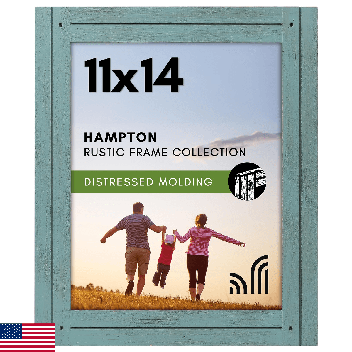 Americanflat 11x14 Picture Frame with Polished, Crystal Clear Glass - Hampton Co - Image 1