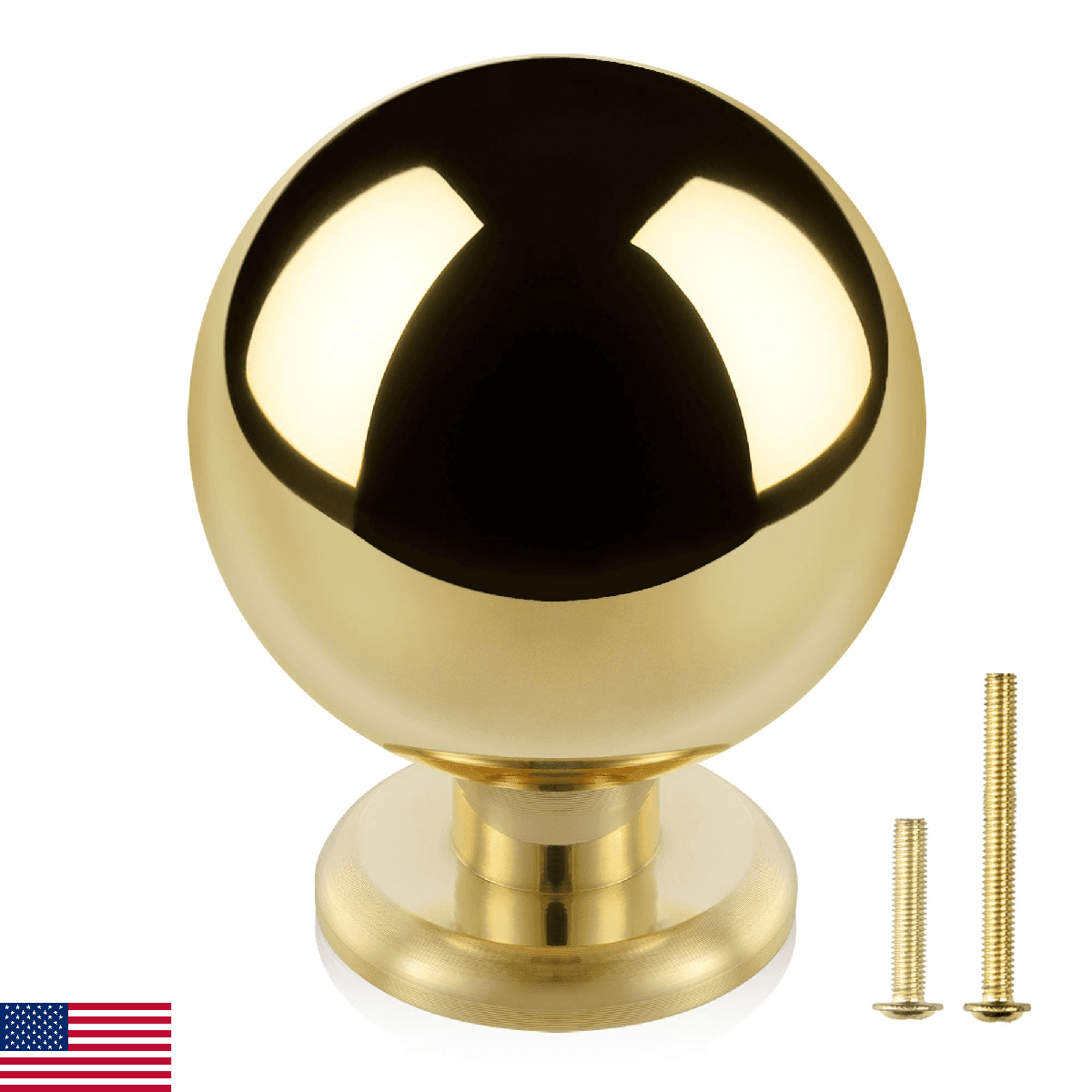 QOGRISUN 10-Pack Unlacquered Brass Cabinet Knobs, Round Ball Gold Knobs for Dres - Image 1