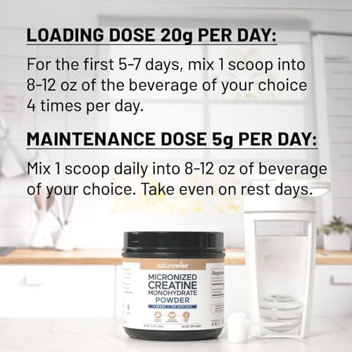 NatureWise Micronized Creatine Monohydrate Powder, 5000mg (5g) Per Serving - Cre - Thumbnail 10