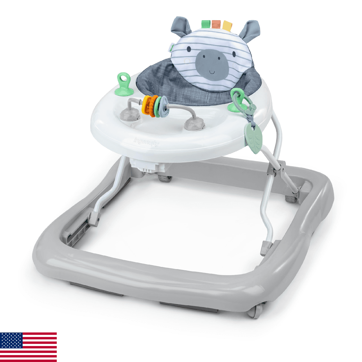 Ingenuity Smooth Strides Activity Baby Walker - Chambray, Developmental Walker, - Image 1