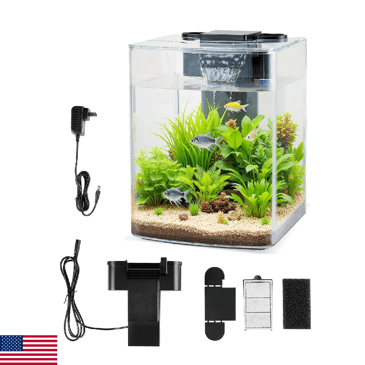 VEVOR Fish Tank Aquarium, 2 Gallon Arch Ultra-Clear GPPS Starter Smart Tank Adju - Image 1