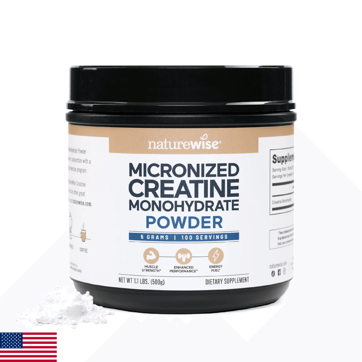 NatureWise Micronized Creatine Monohydrate Powder, 5000mg (5g) Per Serving - Cre - Image 1