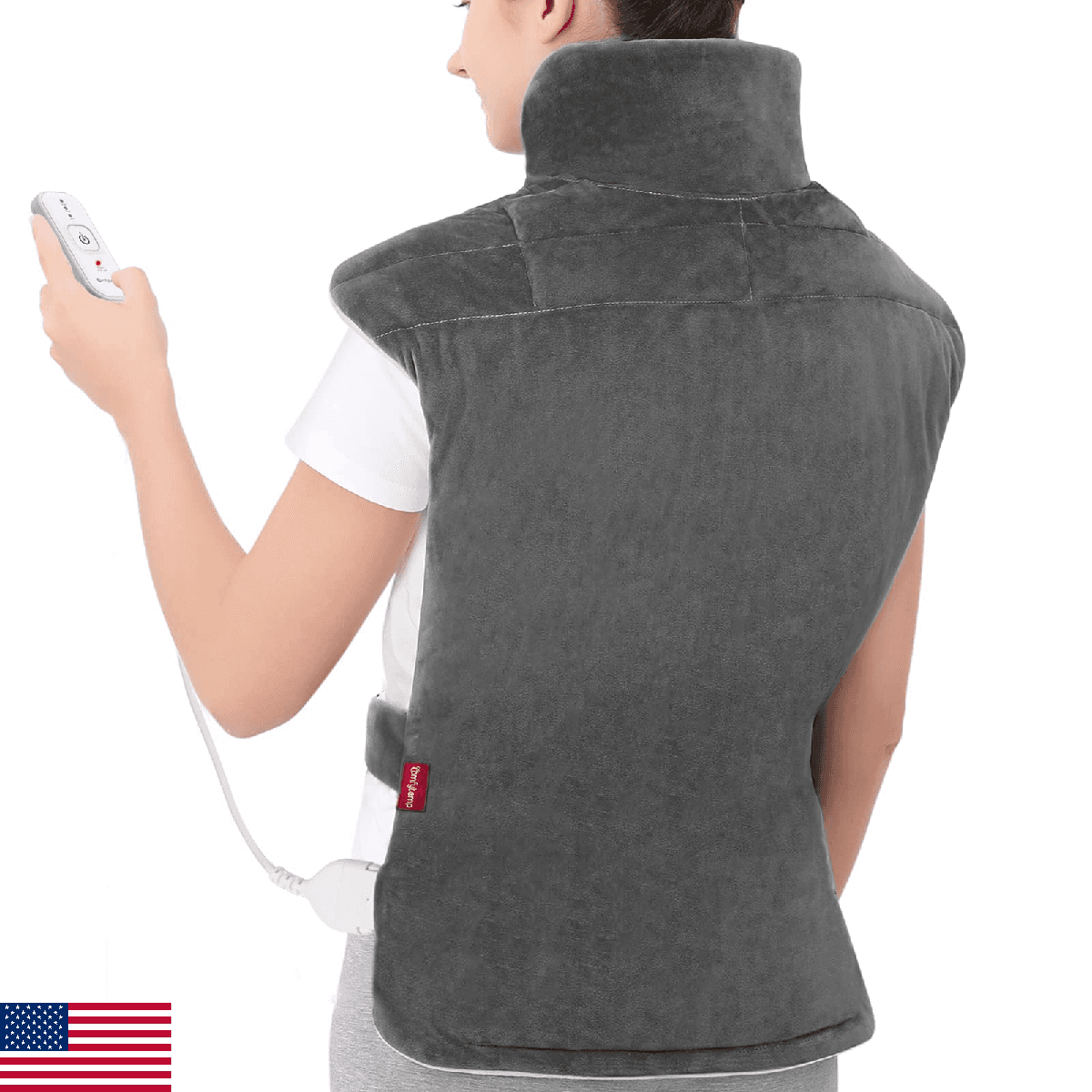 Comfytemp Heating Pad for Back Neck Shoulders Weighted Electric Wrap 22x33 Grey - Image 1