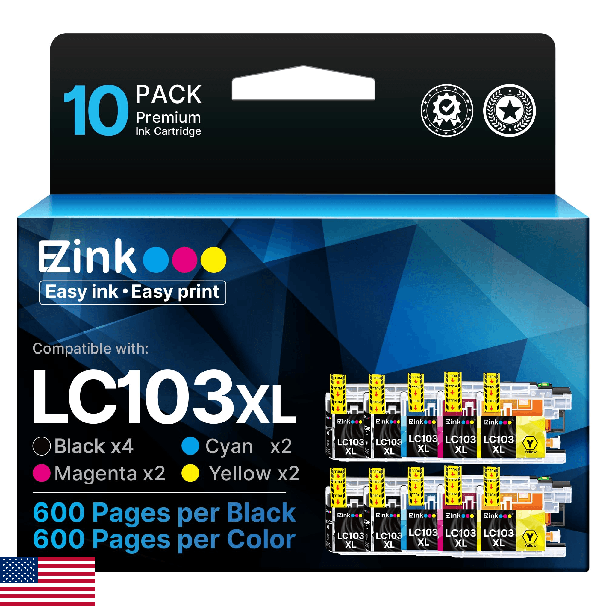 E-Z Ink Compatible Ink Cartridge Replacement for Brother LC103XL Ink Cartridges - Image 1