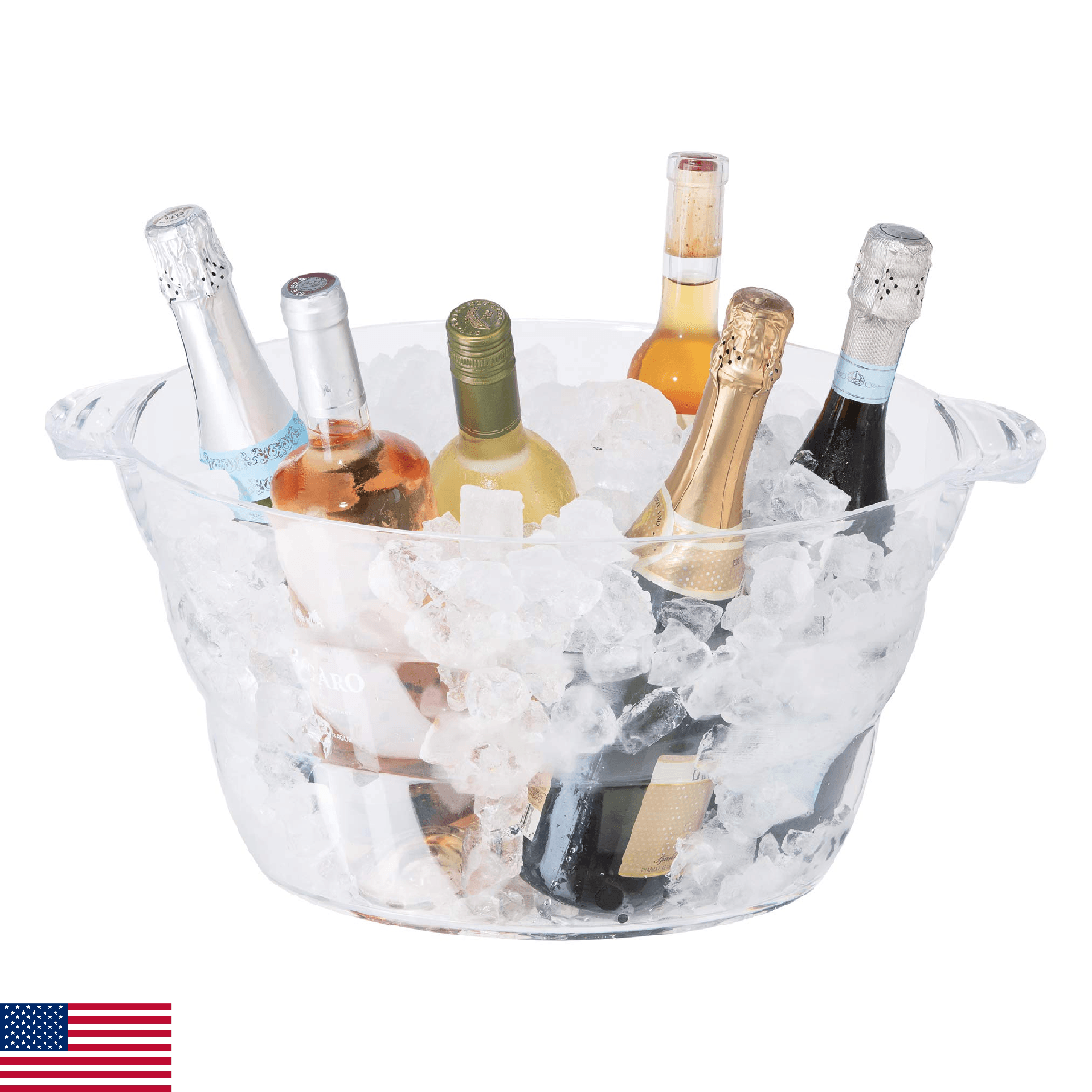 OGGI Acrylic Oval Party Tub - Clear Beverage Cooler w/Handles, Wine Cooler, Beer - Image 1