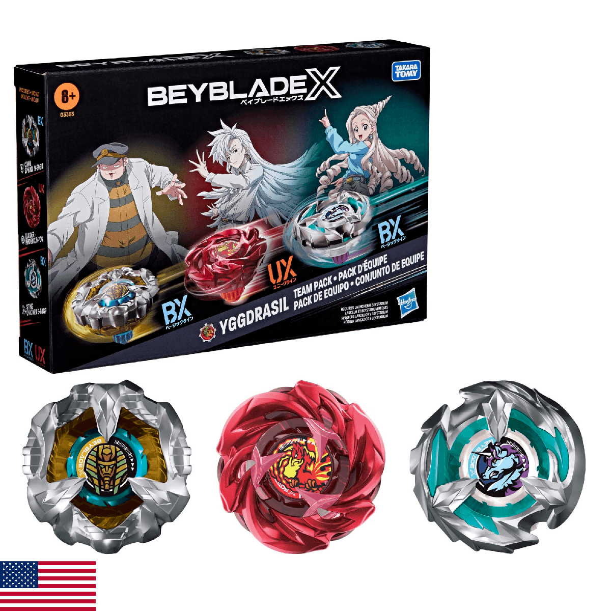 Beyblade X Yggdrasil Team Pack, 3 Takara Tomy Tops, Anime Battling Tops Game Toy - Image 1
