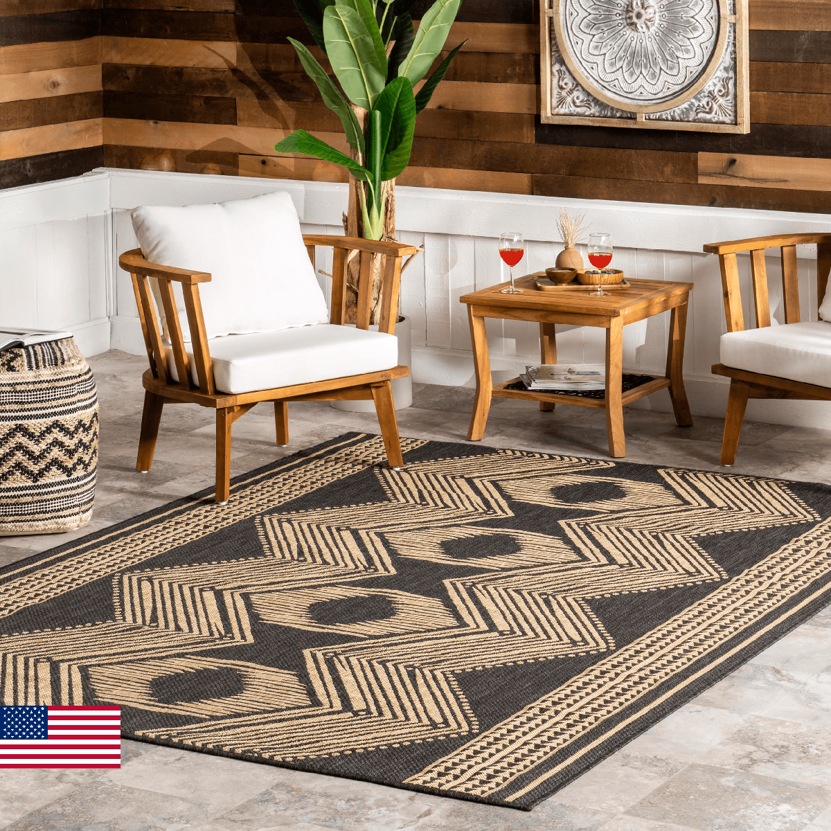nuLOOM Ranya 2x3 Outdoor Tribal Geometric Area Rug Stain/Weather Resistant Patio - Image 1