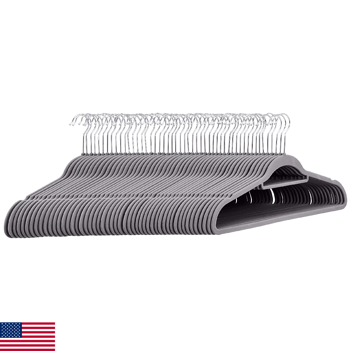 Amazon Basics Space Saving Heavy Duty Non-Slip Velvet Suit Hangers with Horizont - Image 1