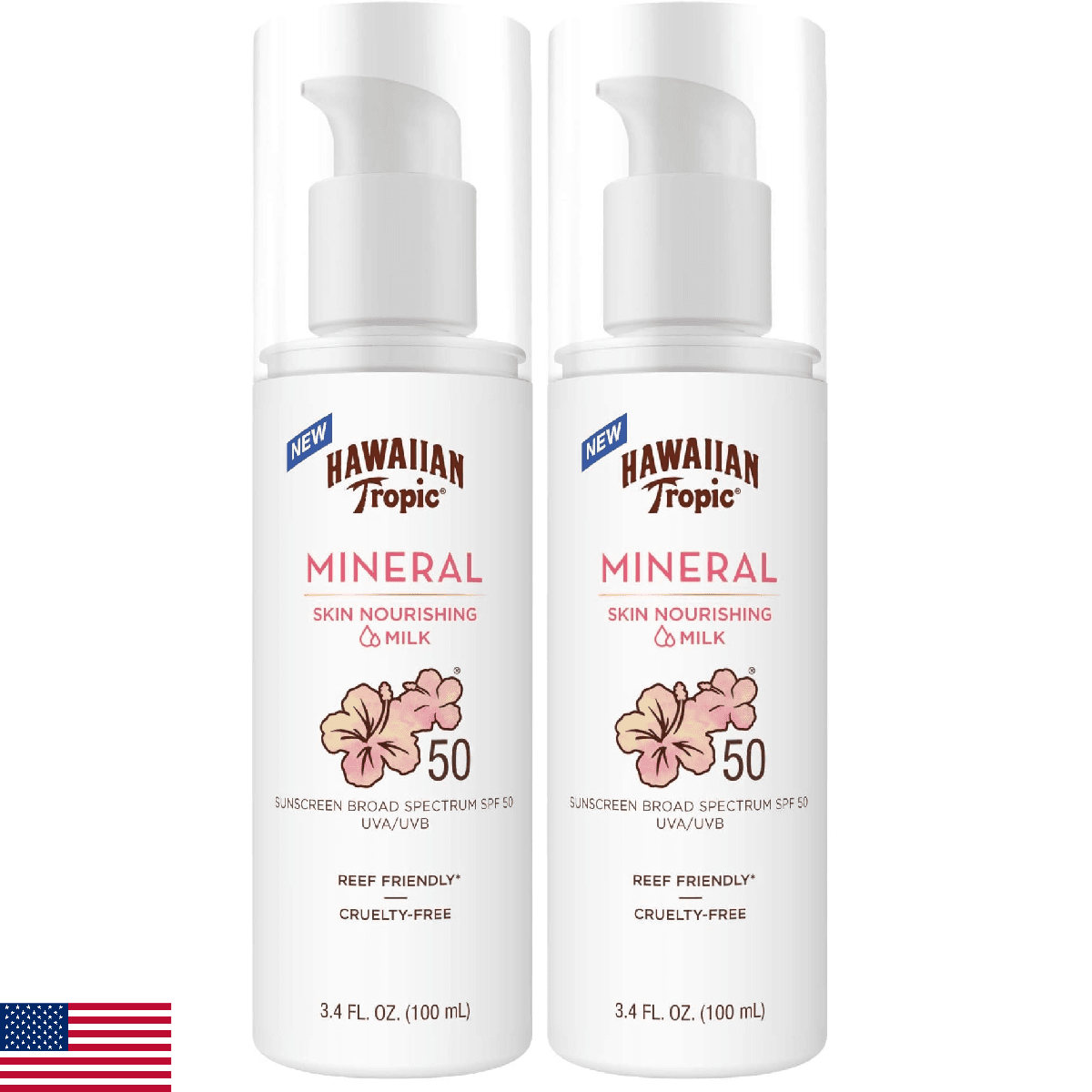 Hawaiian Tropic Skin Nourishing Milk Mineral Sunscreen Lotion SPF 50 3.4oz Pack - Image 1