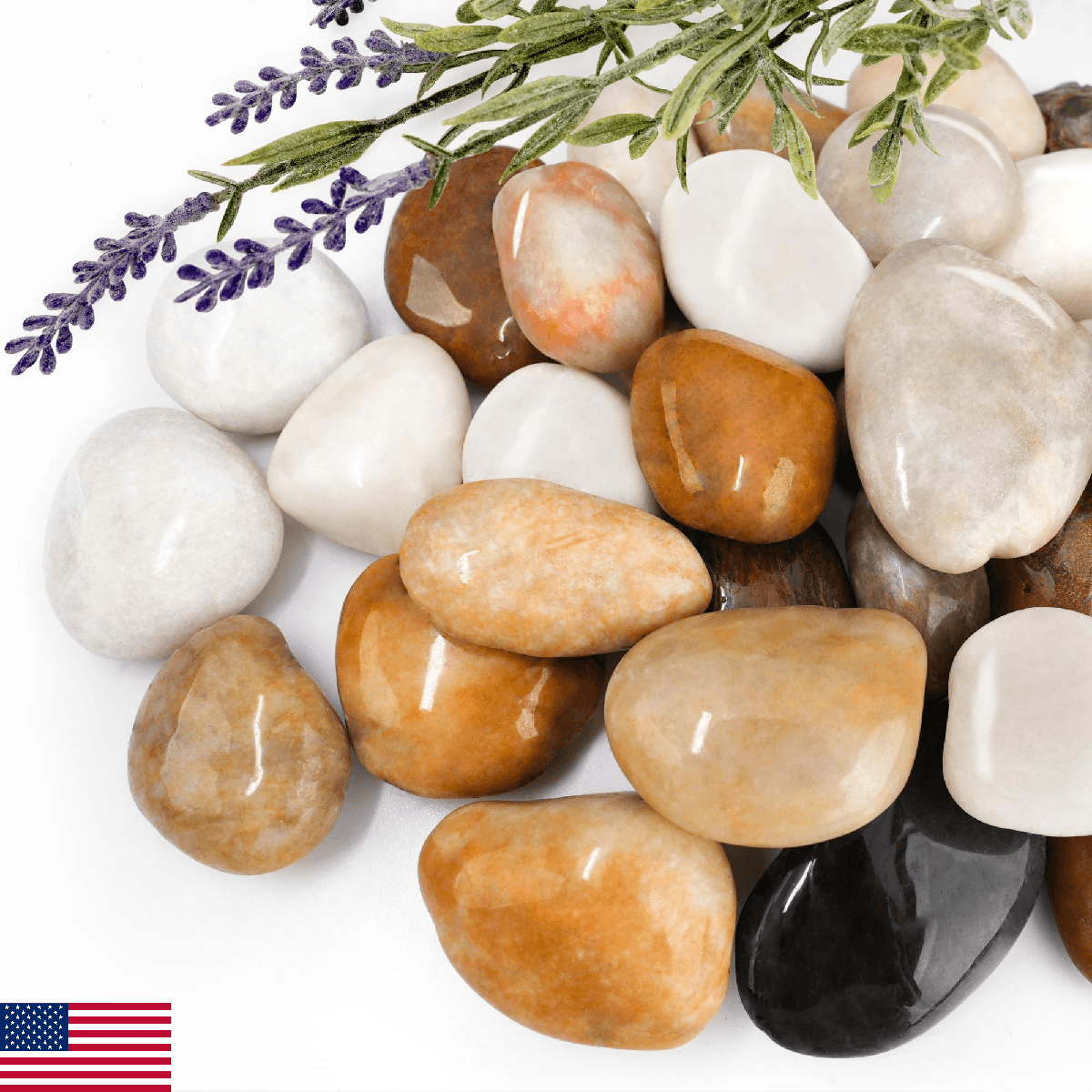 BIOMAND 18lb Mix River Rocks for Plants, 1-3 Inch Pebbles for Indoor Plants, Pol - Image 1