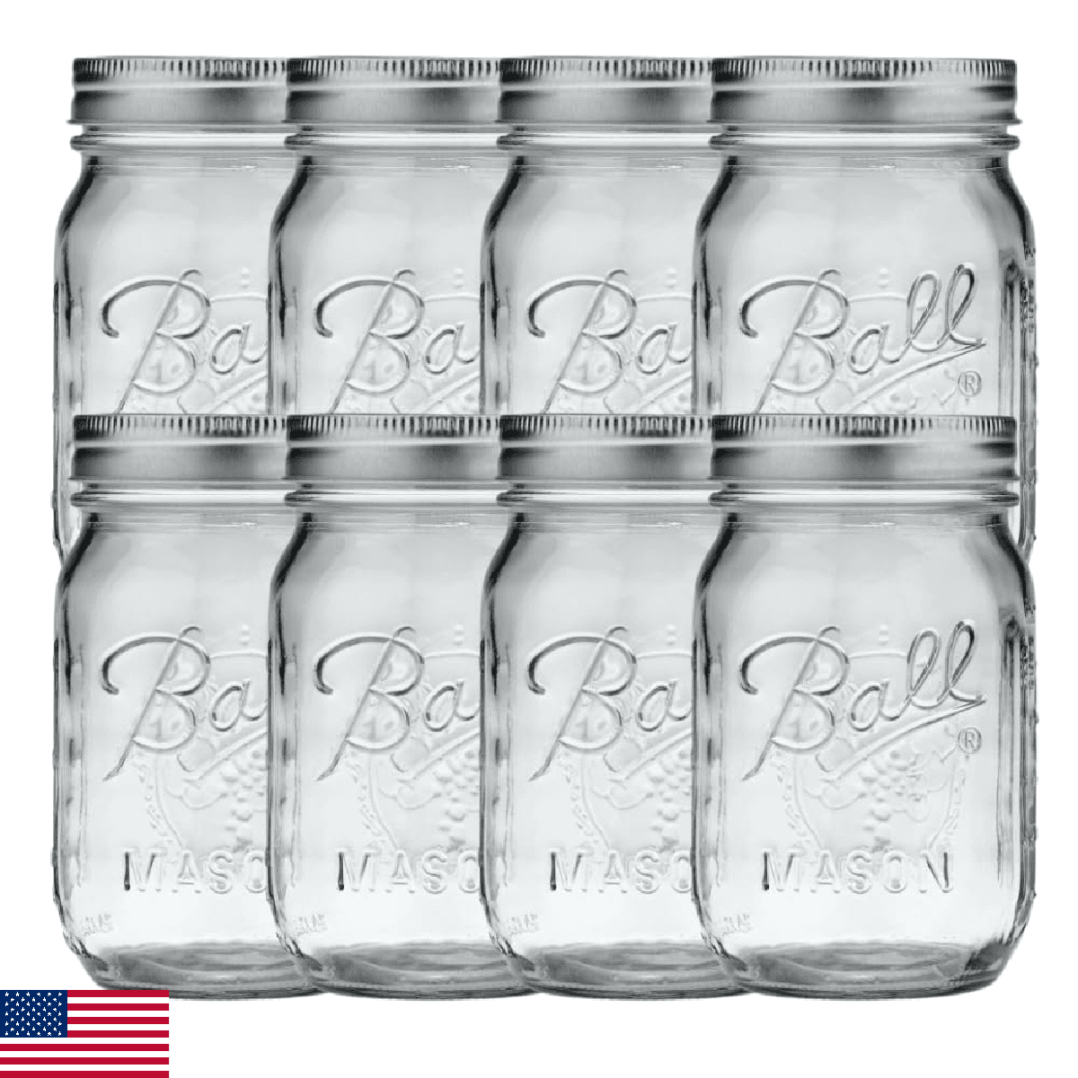 Ball Regular Mouth Pint (16 oz.) Mason Jars with Lids and Bands, for Canning or - Image 1