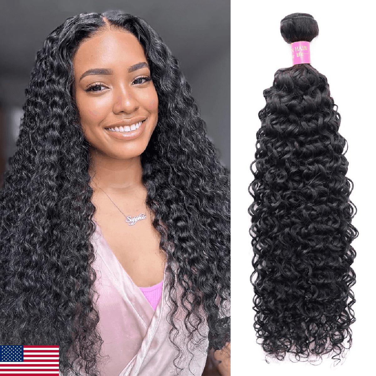 Water Wave Human Hair Bundles 22 Inch Burmese Curly 1 Bundle Human Hair 12A Unpr - Image 1