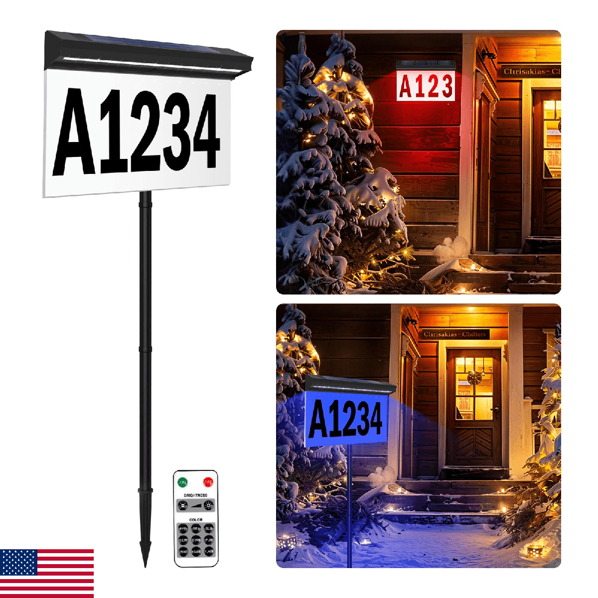 T-SUN Solar House Numbers for Outside, Waterproof 15LED with Remote Control, 9 L - Image 1