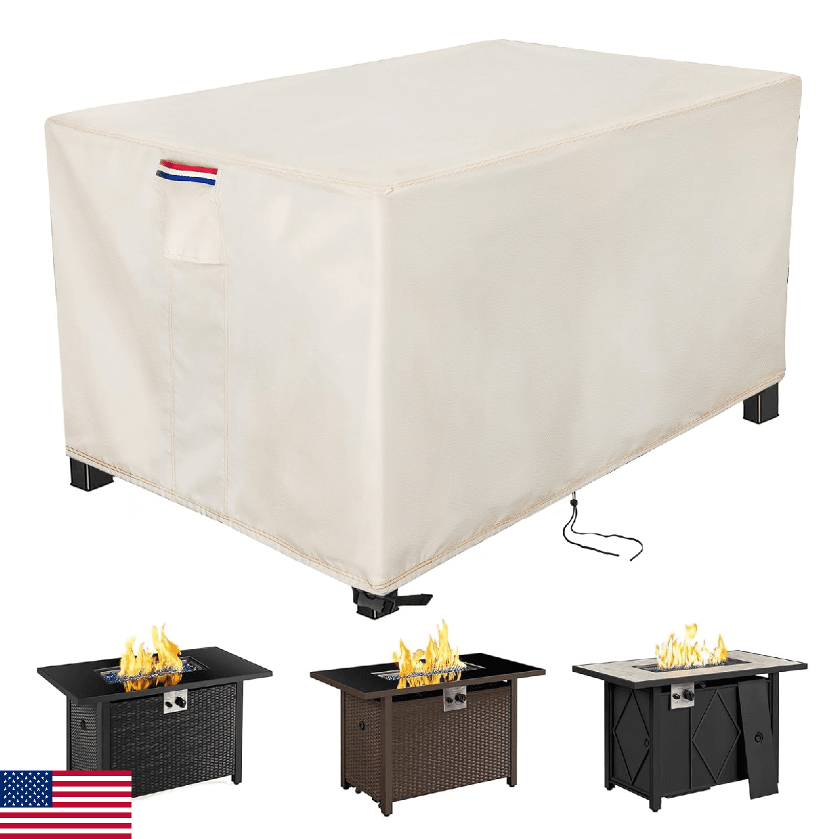 Youlvy Fire Pit Cover Rectangular 58 Inch - Waterproof Outdoor Fire Table Cover - Image 1