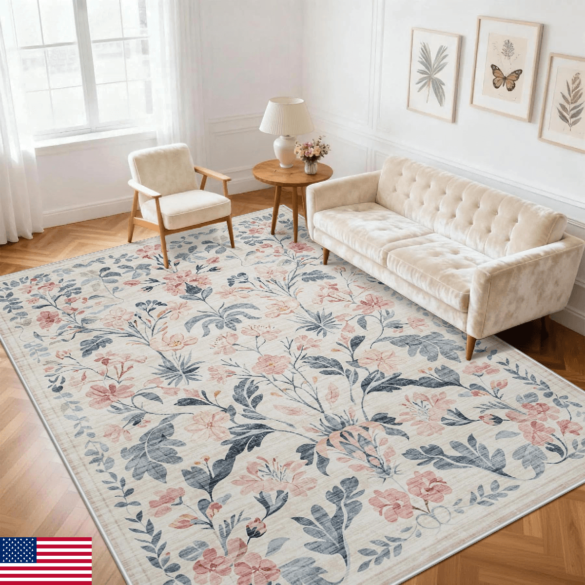 5x7 Area Rugs Washable Rug: Lagre Boho Living Room Rug Soft Non-Slip Thin Carpet - Image 1