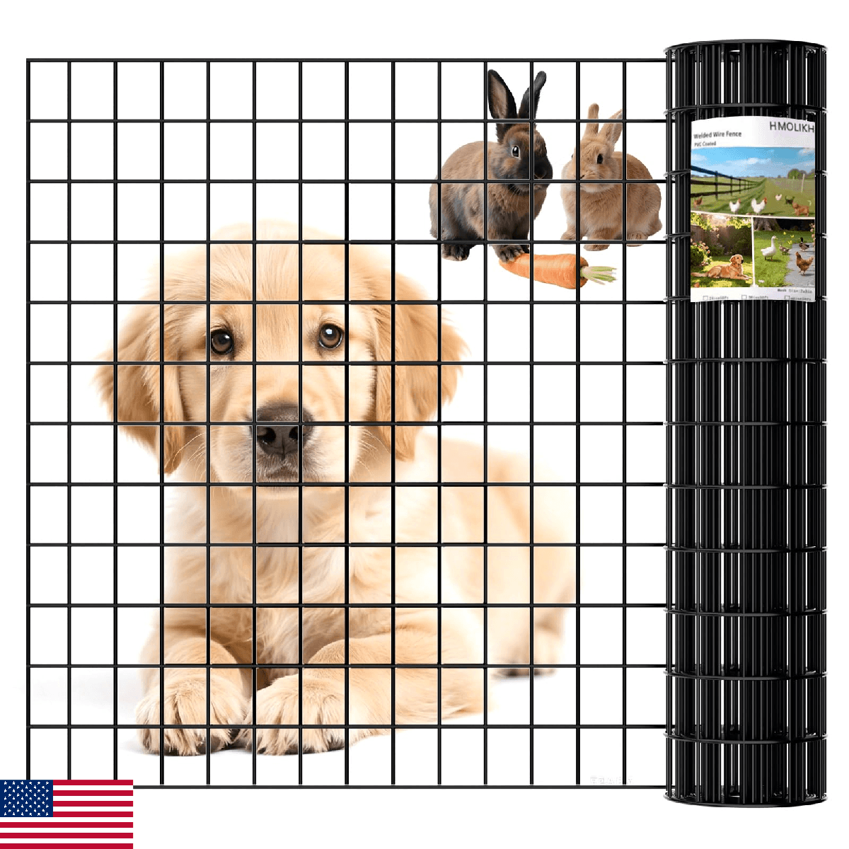 HMOLIKH Black Chicken Wire Fencing 16 Gauge, PVC Coated Welded Mesh Fence 2" x 3 - Image 1