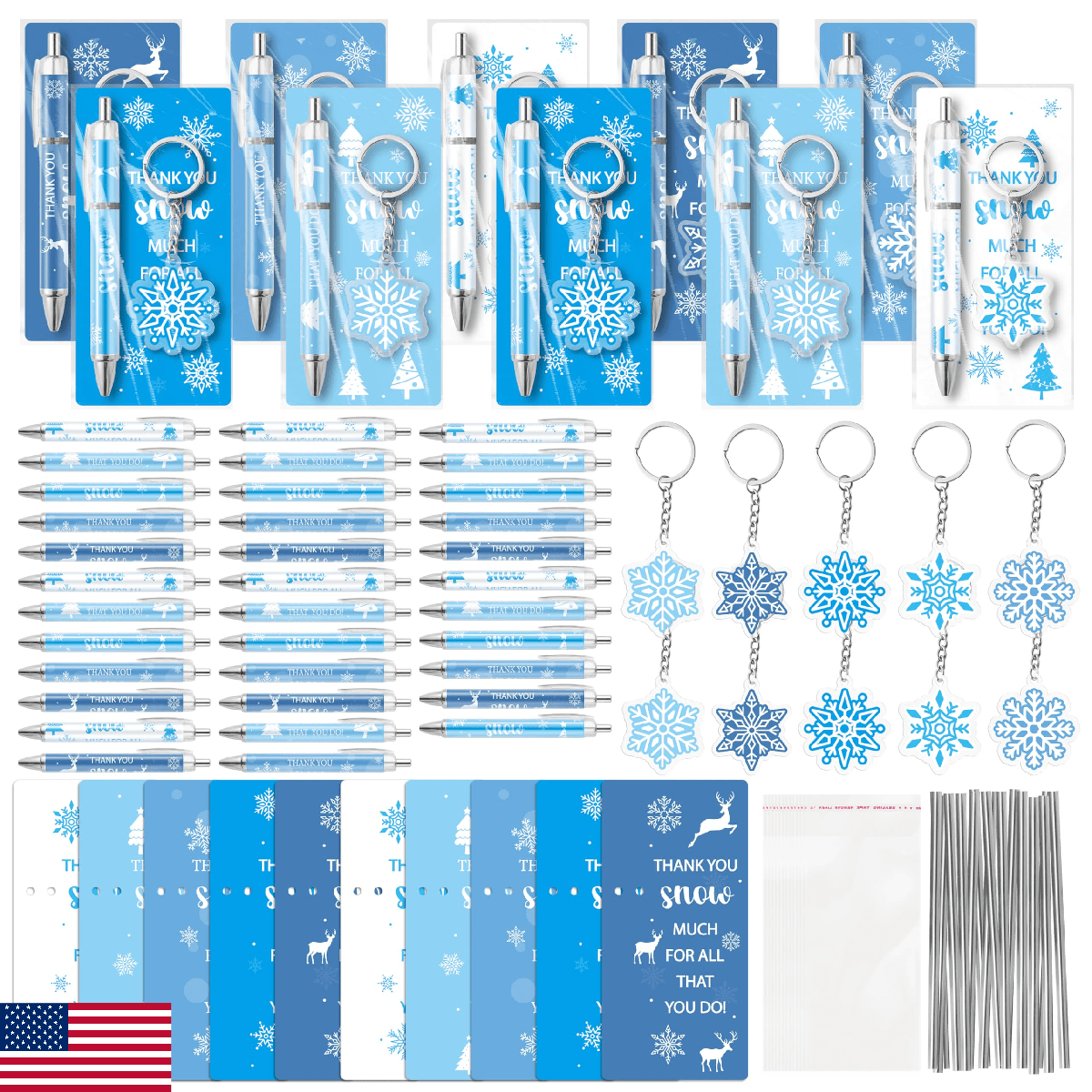 ANGOLIO Winter Snowflake Gifts Bulk 230Pcs Winter Snowflake Bookmarks Ballpoint - Image 1