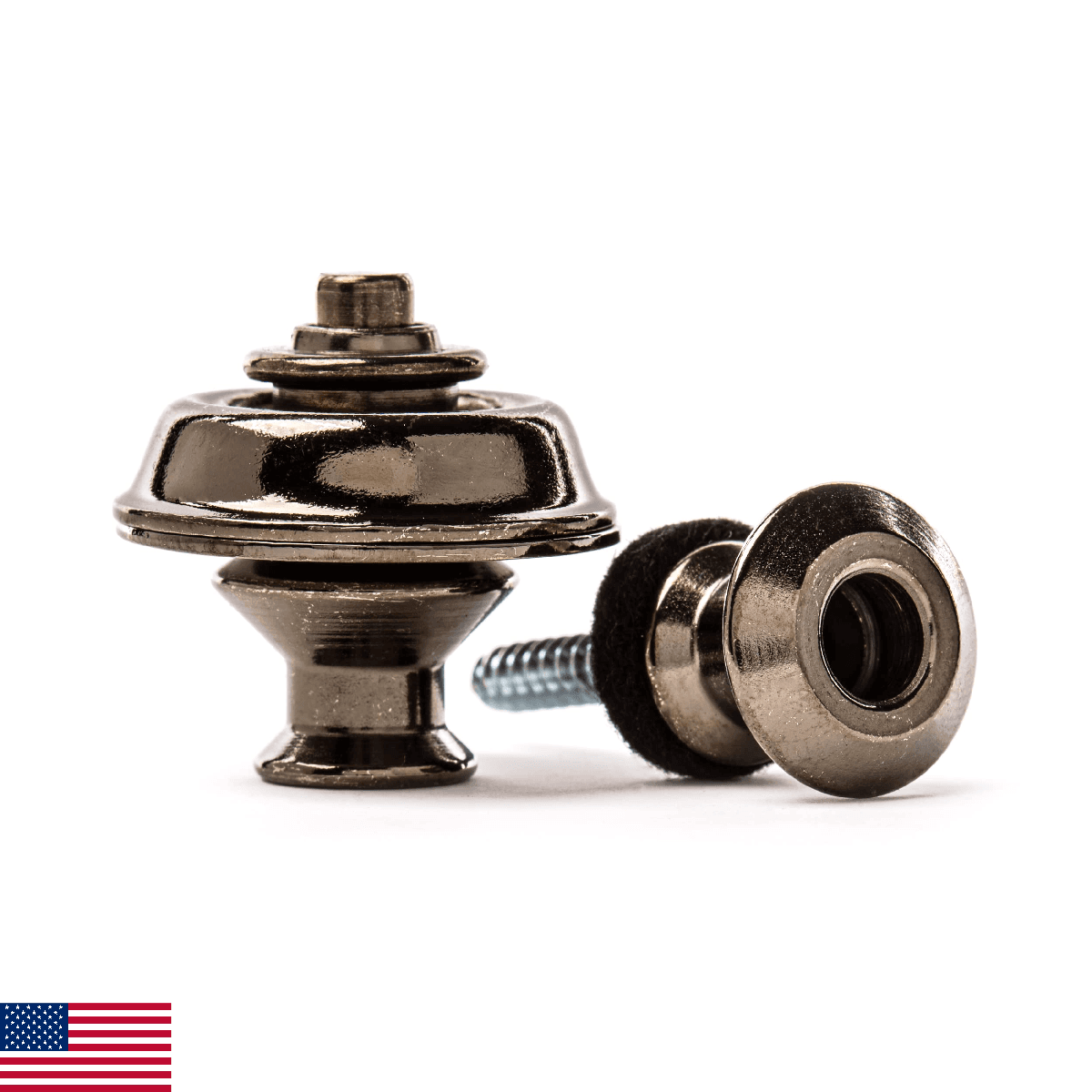 Dunlop Black Nickel Dual Design Guitar Strap Locks - Image 1