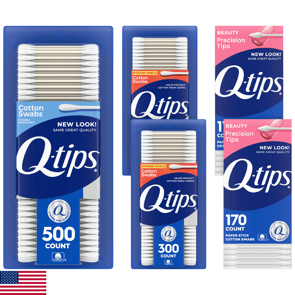 Q-Tips Cotton Swabs, Variety Pack, Original, Hygiene Shield and Precision Tips f - Image 1