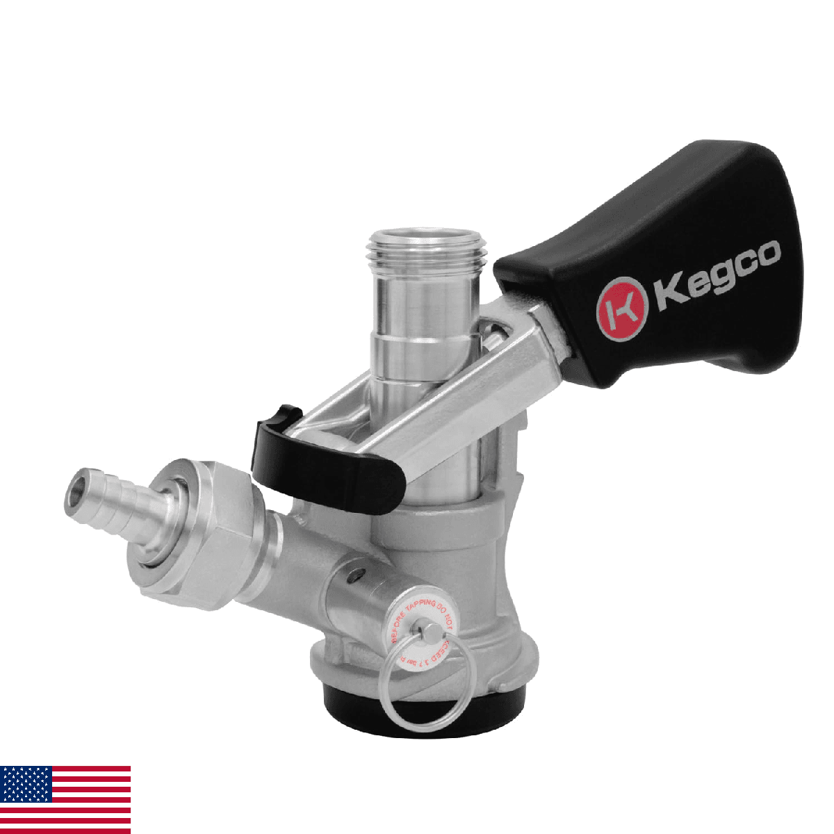 Kegco KC KTS97D-W D System Keg Tap with Black Lever Click Handle, Stainless Stee - Image 1
