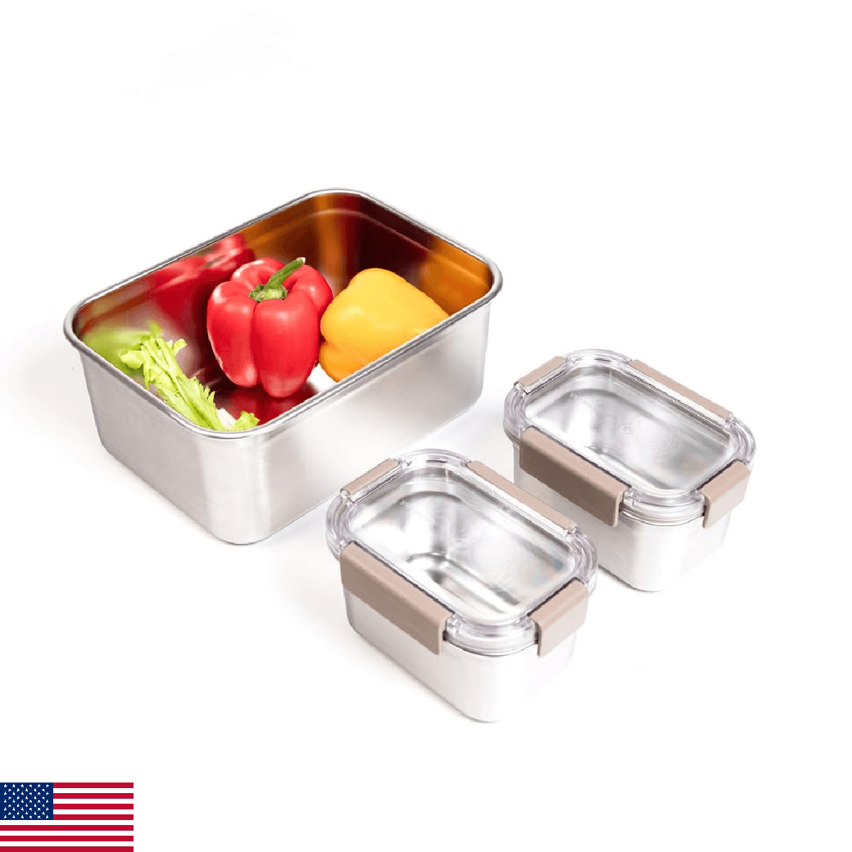 LocknLock Stainless Steel Food Storage Containers with Lids, Metal Lunch Boxes, - Image 1