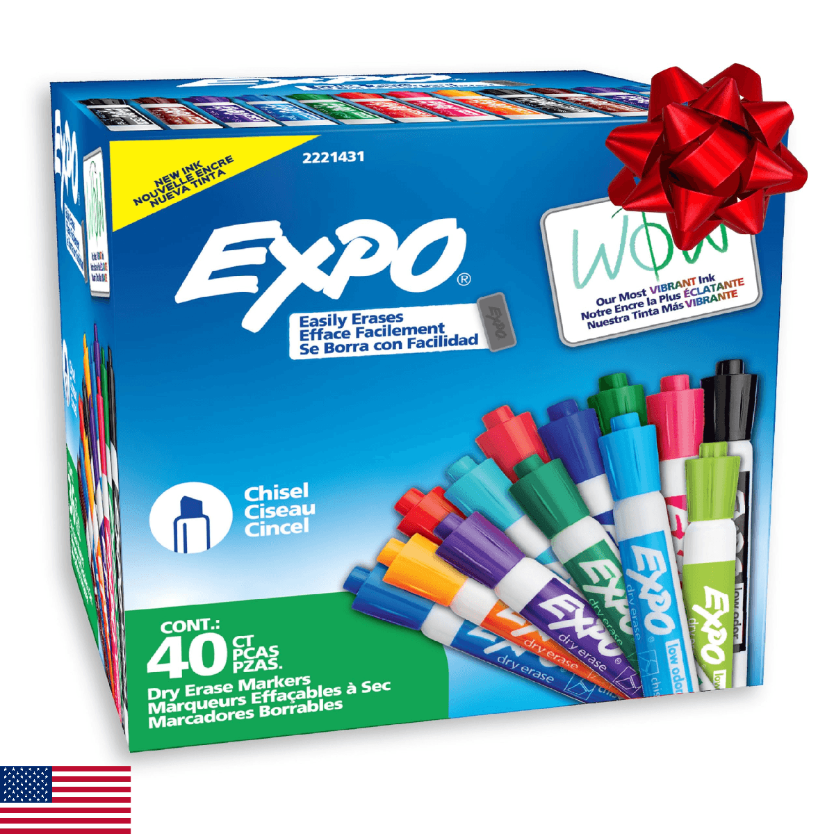 EXPO Dry Erase Markers, Low Odor Ink, Assorted Fashion Colors, Chisel Tip, 40 Co - Image 1