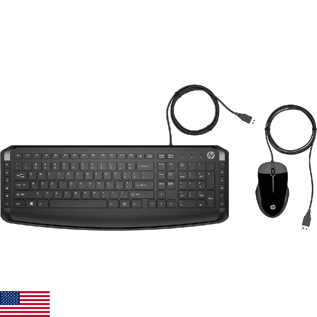 HP Pavilion Wired Keyboard and Mouse 200 (Black) - USB-A Plug-and-Play - Full-Si - Image 1