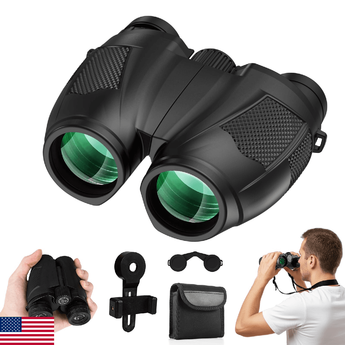 12x30 Compact Binoculars for Adults, High Power Lightweight Small Binoculars wit - Image 1