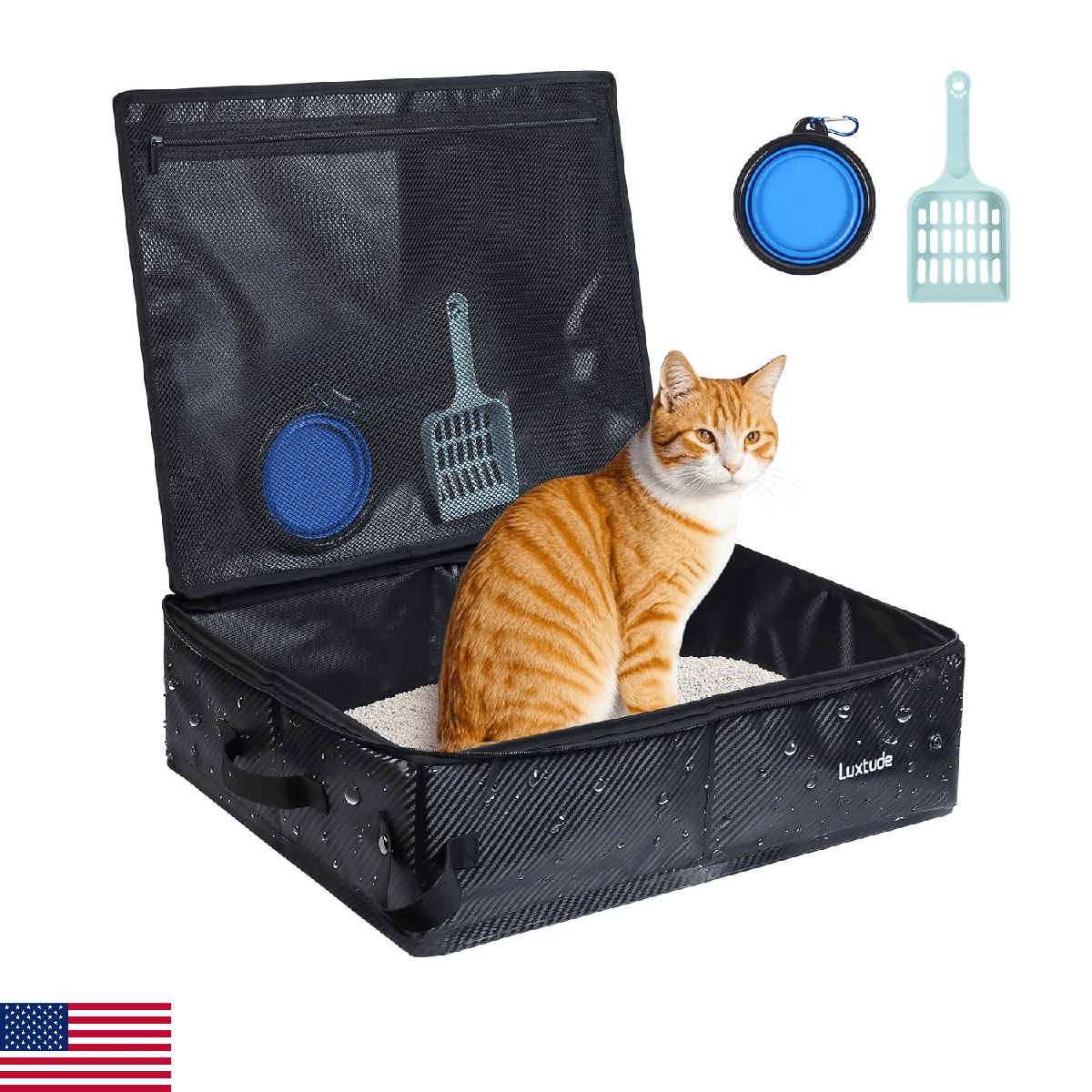 Luxtude Collapsible Travel Litter Box for Cats, Waterproof & Smell-Proof Portabl - Image 1