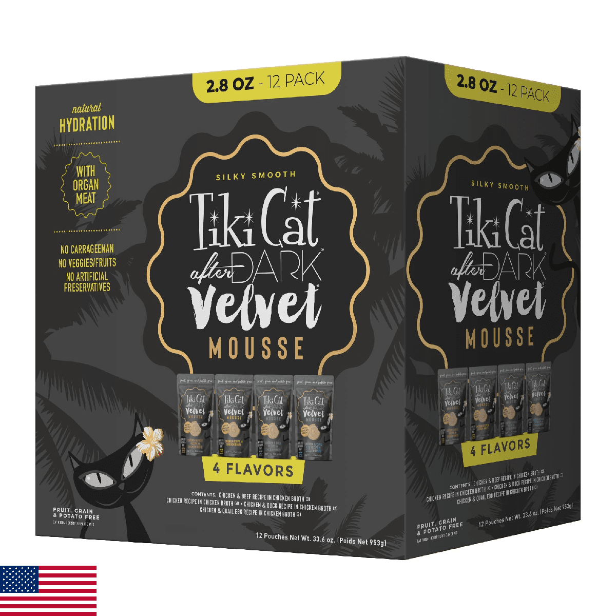 Tiki Cat After Dark Velvet Mousse Variety Pack Grain Potato Free High Protein Nu - Image 1