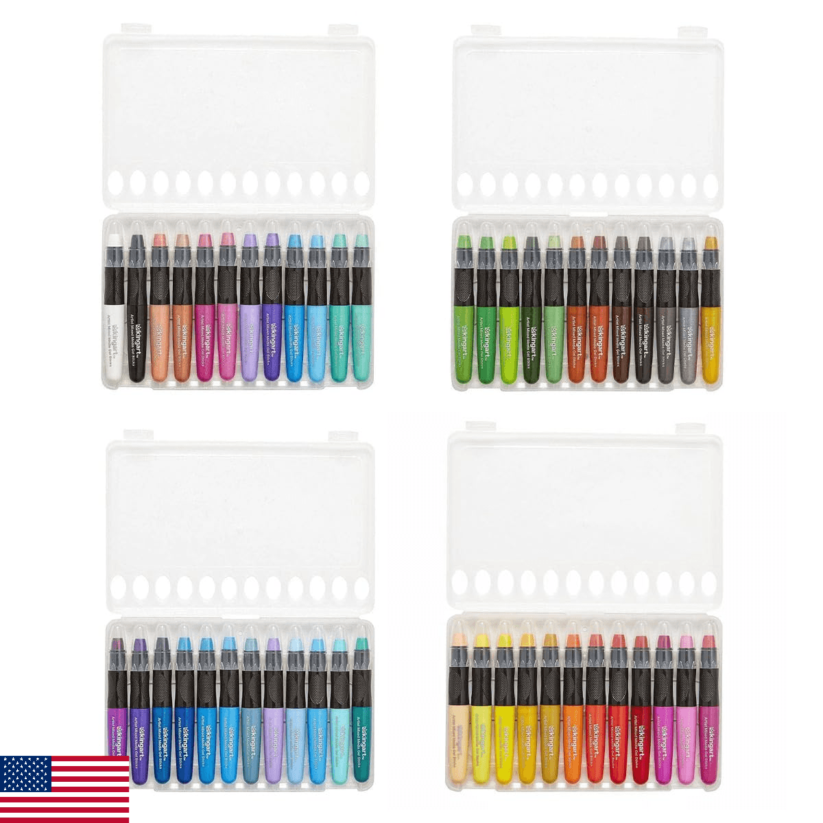 KINGART GEL STICK Set, Artist Pigment Crayons, 48 Unique Colors, Water Soluble, - Image 1