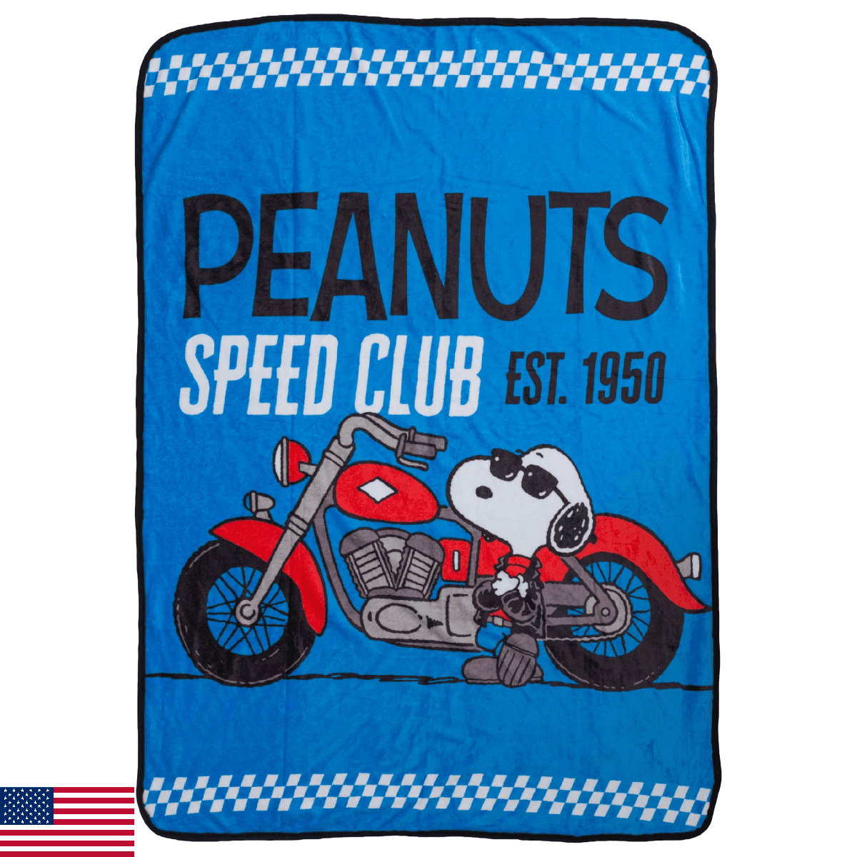 Silver Buffalo Peanuts Snoopy Speed Club Est 1950 45" x 60" Fleece Throw, Soft a - Image 1
