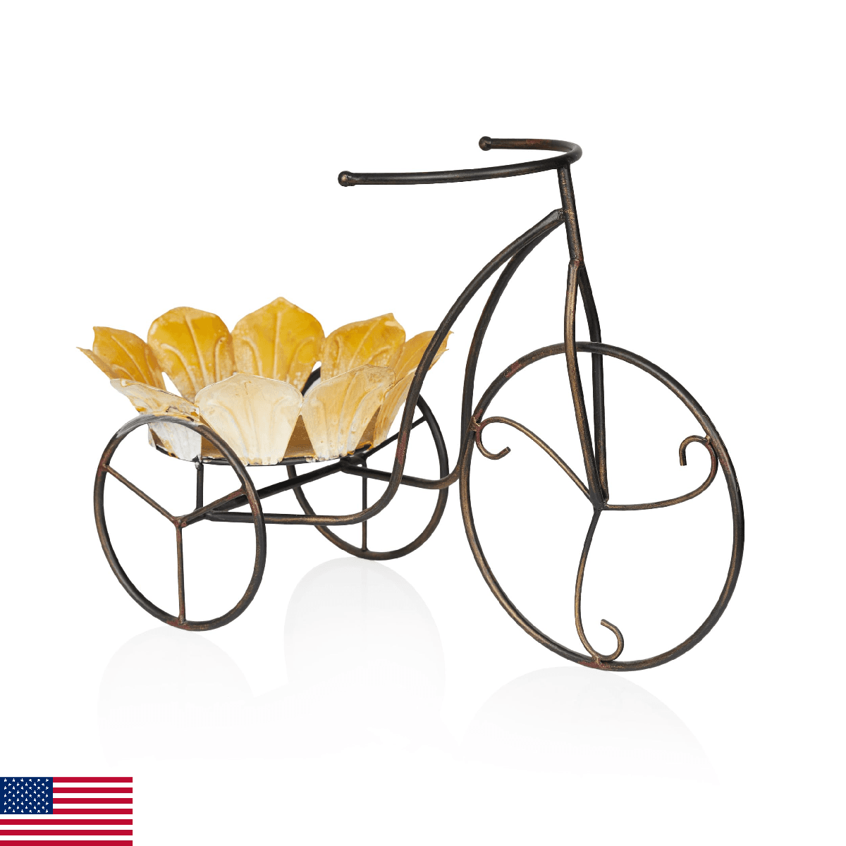 Alpine Corporation ALL376 Sunflower Tricycle Plant Stand Decor, Colorful Planter - Image 1