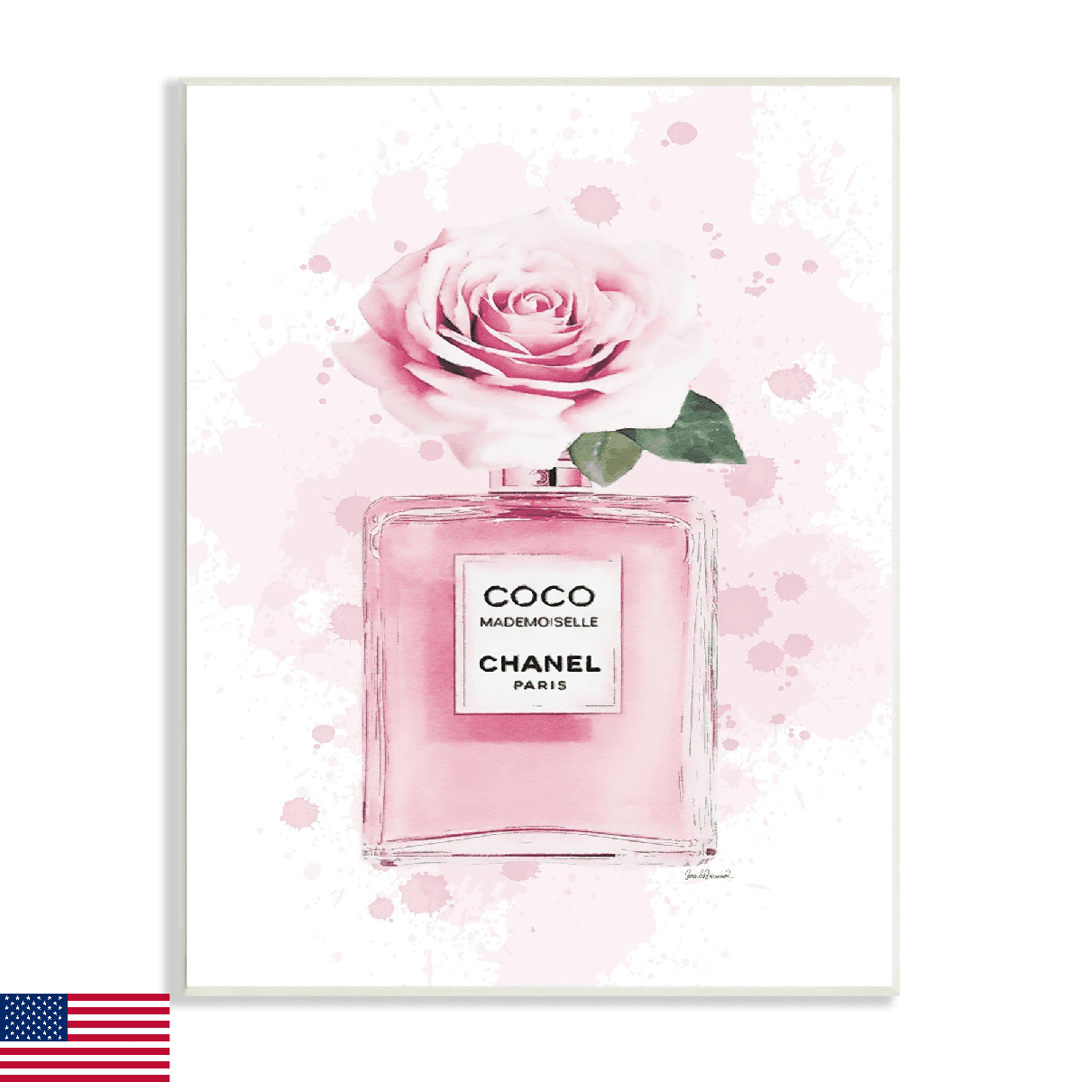 Stupell Industries Pink Flower Perfume Fashion Glam Design, Designed by Amanda G - Image 1