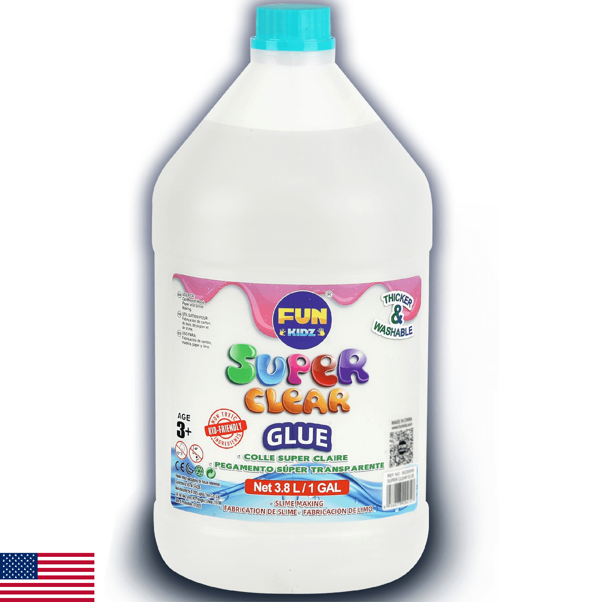 Super Clear Glue 1 Gallon, FunKidz All Purposes School Home Projects Liquid Glue - Image 1