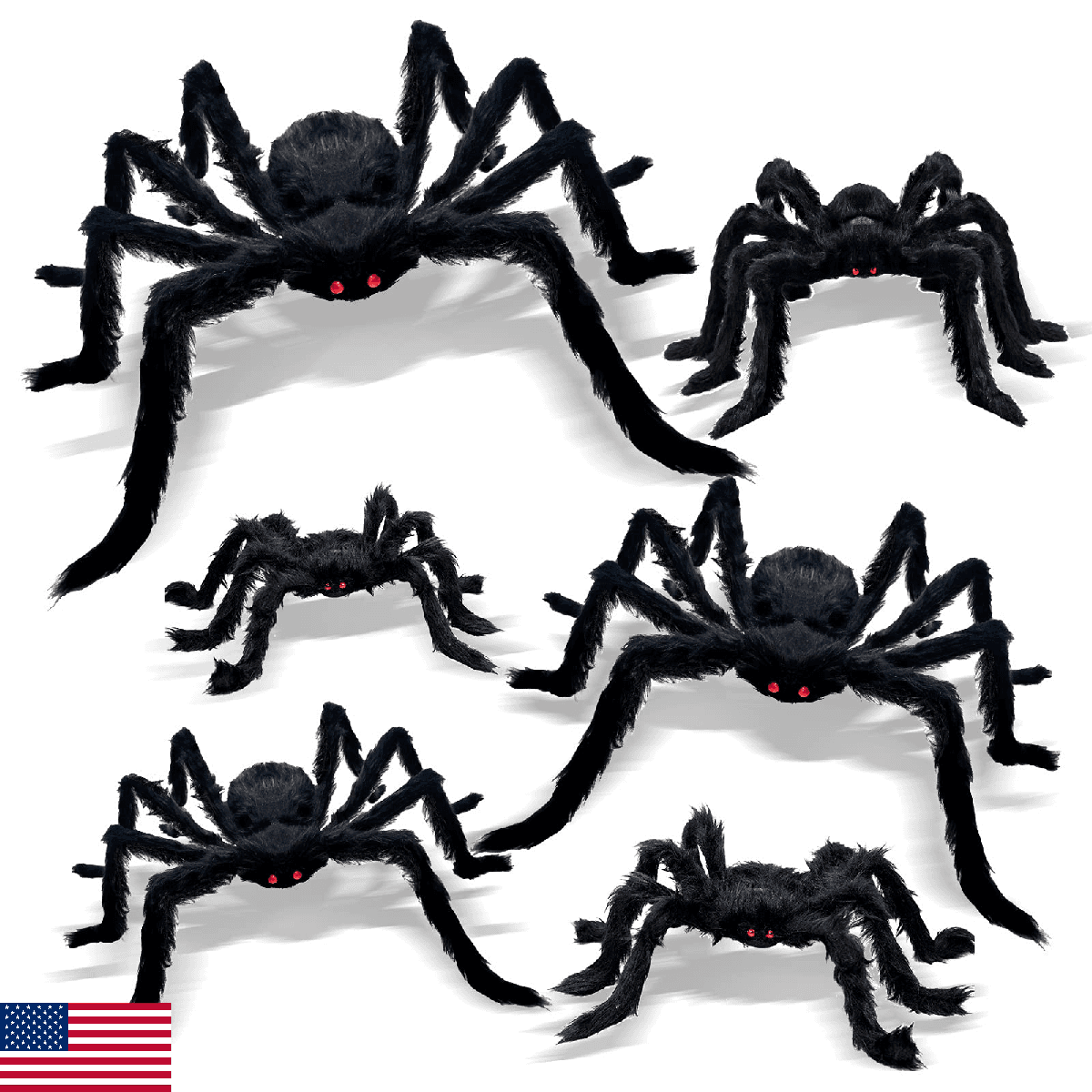 CH HAICHENG 6 Pcs Halloween Spiders Decorations, Giant Hairy Spiders Halloween D - Image 1