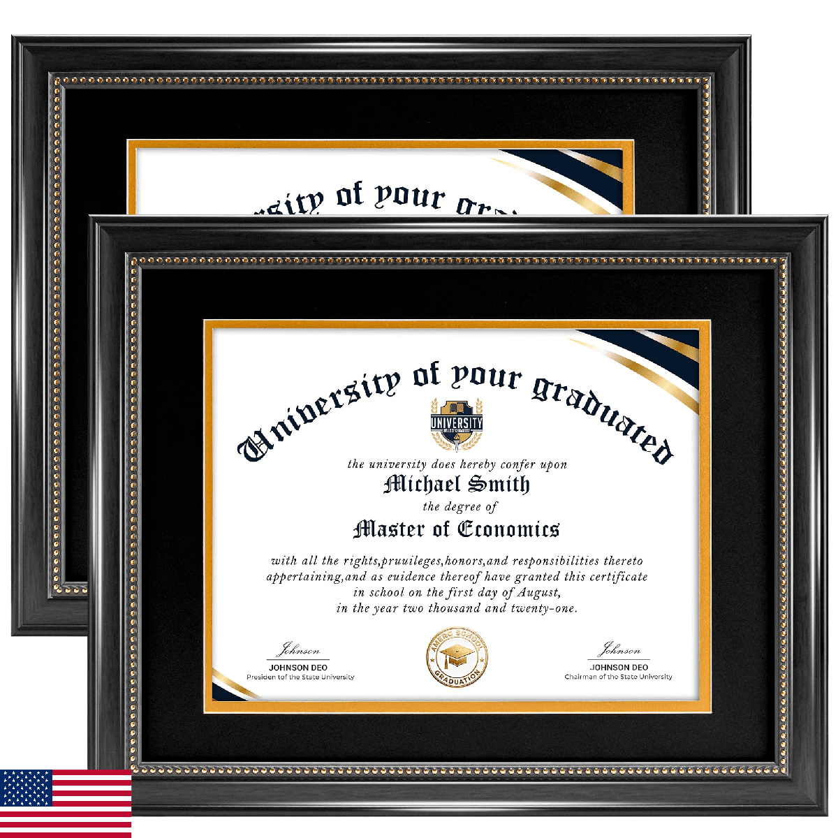 HOUSE DAY Diploma Frame 8.5 x 11 with Black over Gold Mat or Display 11x14 Diplo - Image 1