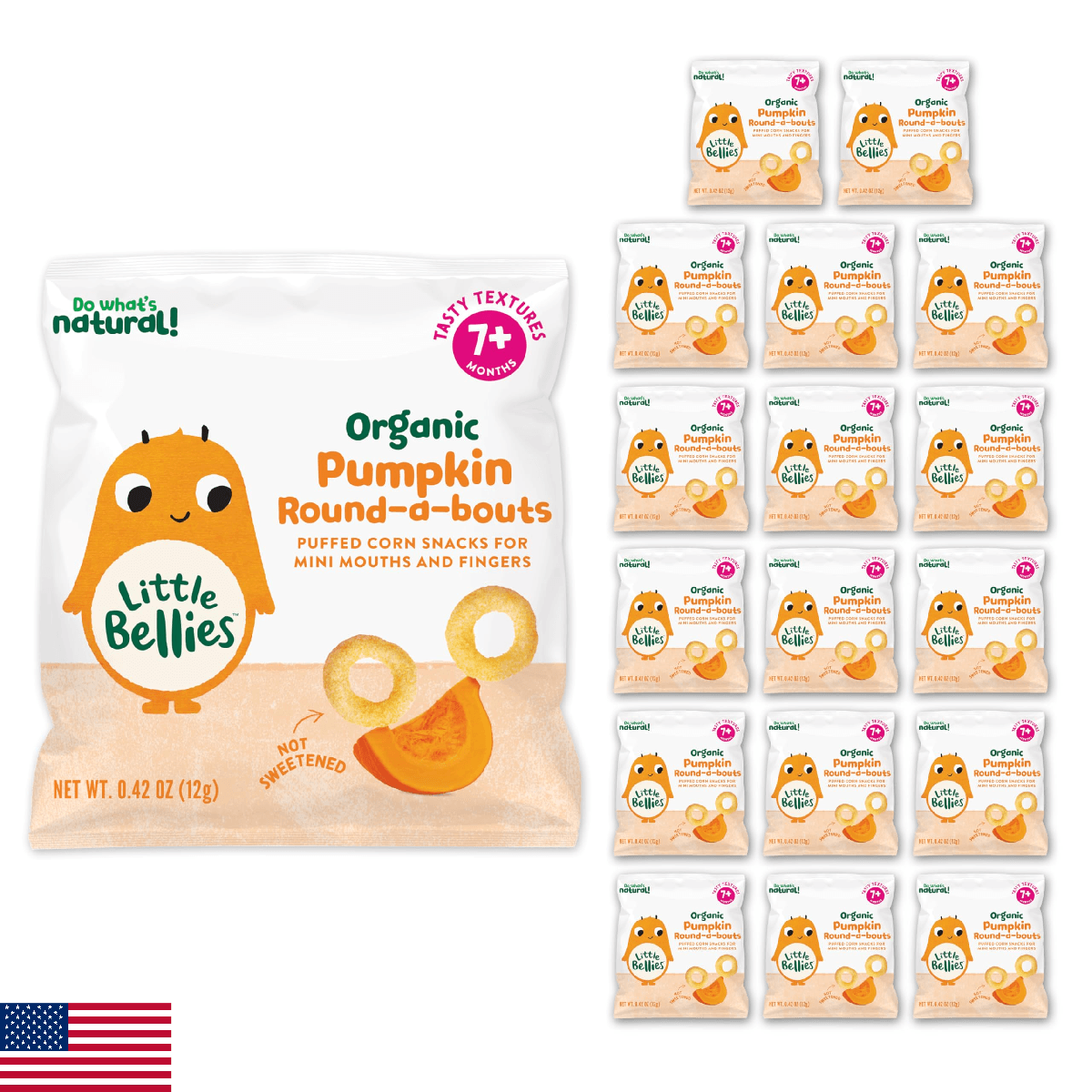 Little Bellies Organic Pumpkin Round-a-Bouts Baby Snack (Pack of 18 x 0.42 oz In - Image 1
