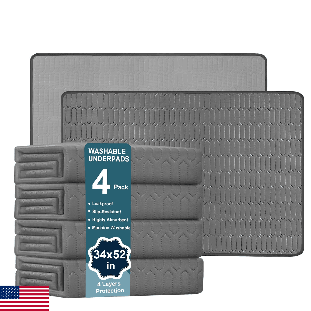 Washable Underpads, 34x52 Inch reusable bed underpads - Heavy Duty Incontinence - Image 1