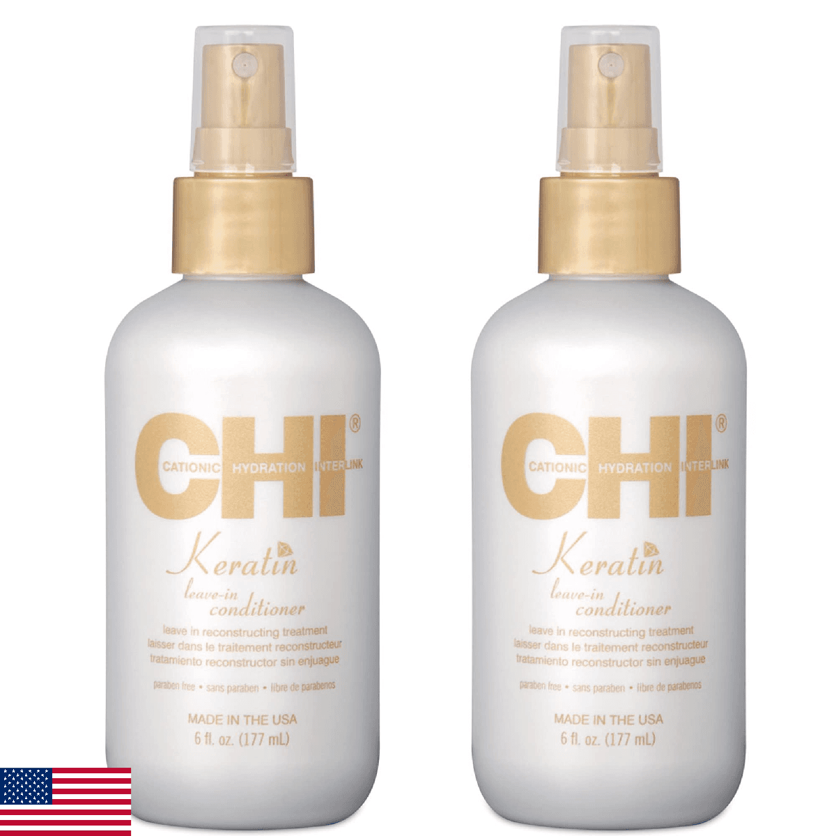 CHI Keratin Leave-in Conditioner, White, 12 Oz, Pack of 2 - Image 1